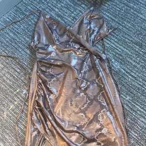 NEVER WORN Papaya snakeskin mini dress!